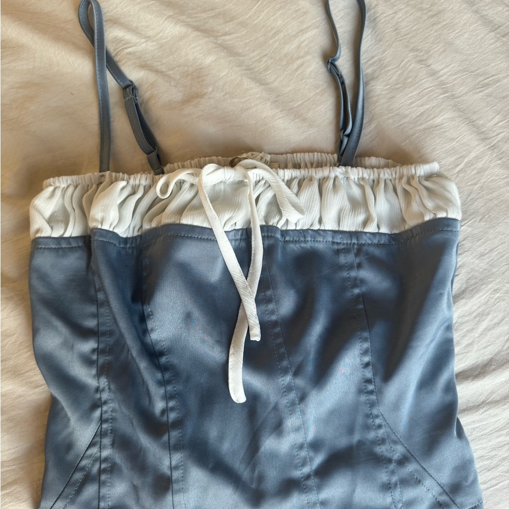 Blue and White Spaghetti Strap Top